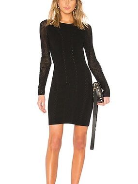 Rag & Bone Black Brandy Long Sleeve Whipstitch Knit Mini Dress size Small